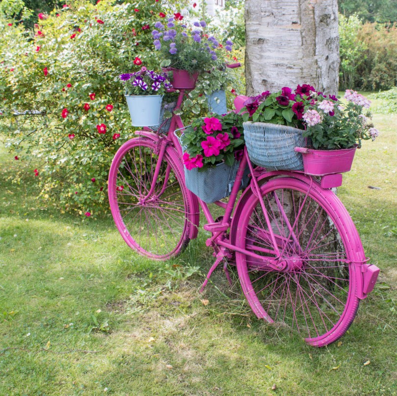 ukrasni bicikl u vrtu